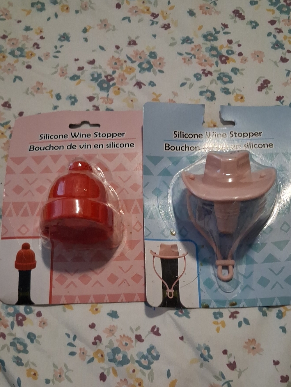 2 BNIP Fun Silicone Wine Stoppers-winter Hat & Cowboy Hat